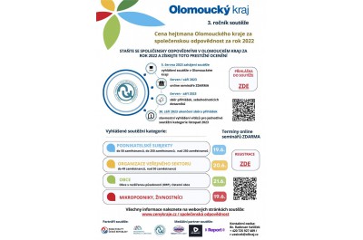 Cena hejtmana Olomouckého kraje za společenskou odpovědnost - bezplatný seminář pro zájemce o účast v soutěži