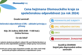 Pozvánka na online semináře - cena hejtmana za společenskou odpovědnost