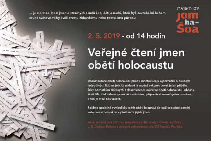 Veřejné čtení jmen obětí holocaustu – Jom ha-šoa 2019