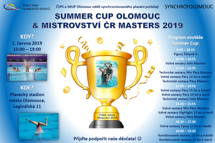 Letní Pohár města Olomouce - SUMMER CUP 2019 a Mistrovství České republiky masters