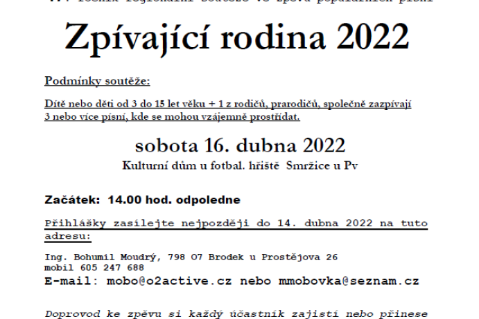 Zpívající rodina 2022