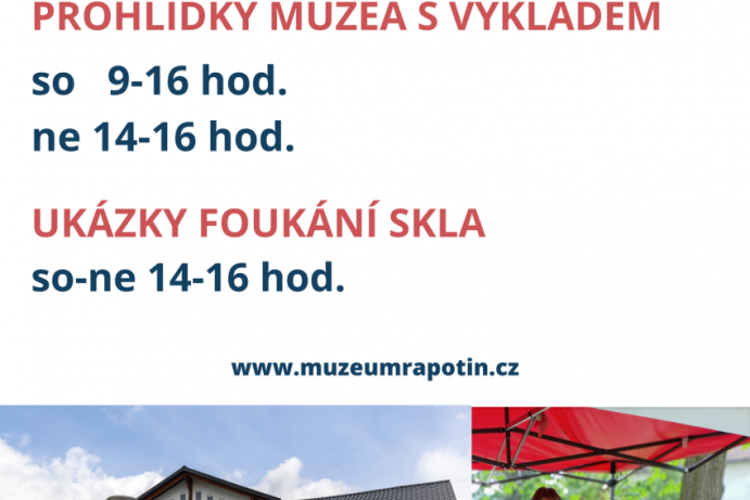 Prohlídky muzea a ukázky foukání skla v Rapotíně
