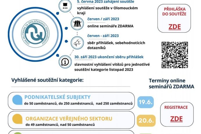 Cena hejtmana Olomouckého kraje za společenskou odpovědnost - bezplatný seminář pro zájemce o účast v soutěži