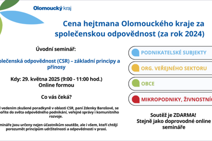 Online seminář: soutěž za společenskou odpovědnost