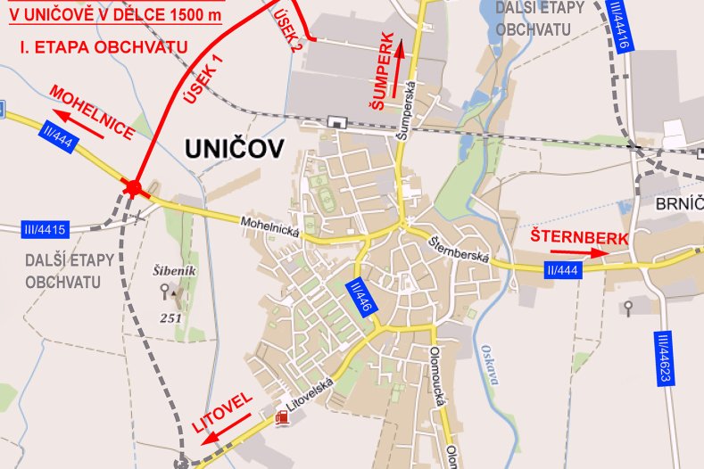  Olomoucký kraj získal dotaci na první etapu obchvatu Uničova
