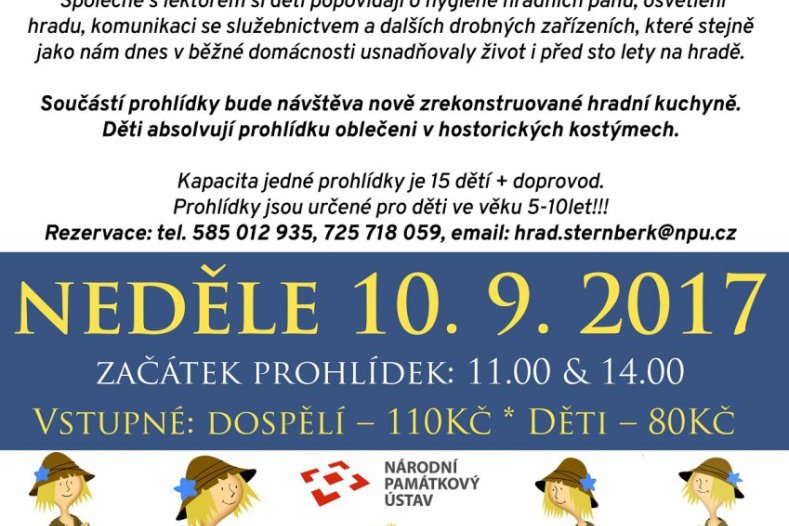 Speciální dětské prohlídky a půjčovna dětských kostýmů na hradě Šternberk